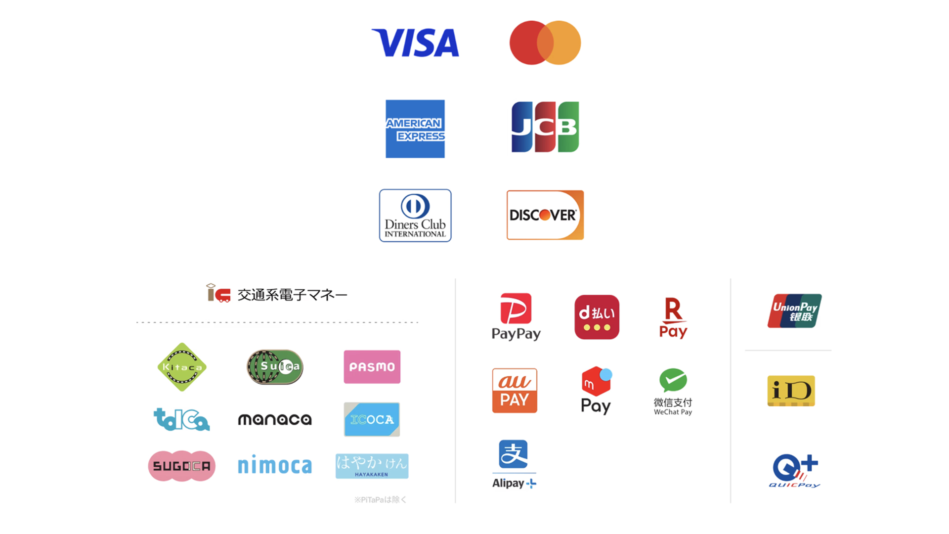 各種電子マネー・QRコード・クレジットカード決済対応しています